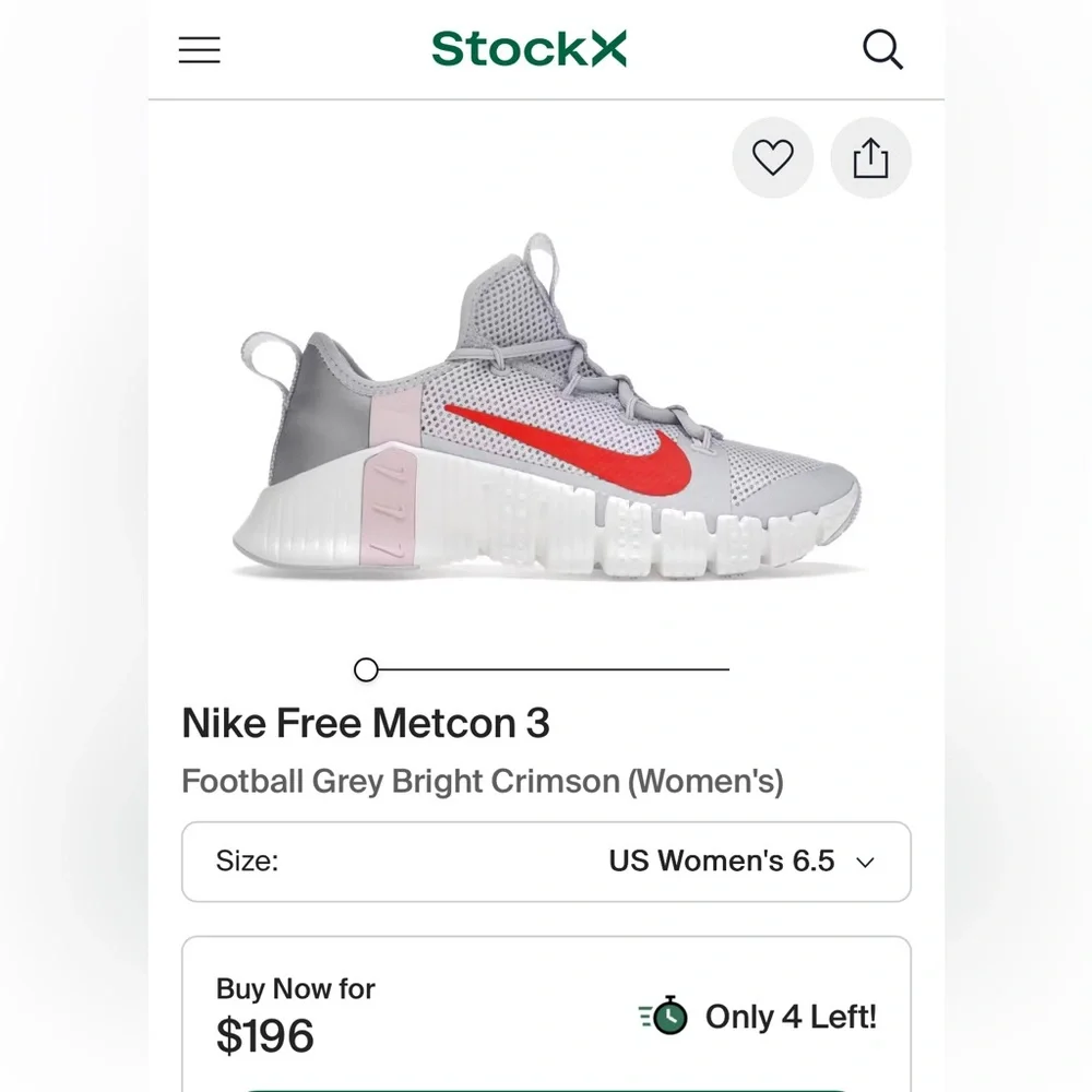 women’s Nike free metcon 3 grey/ crimson size 8 - Picture 14 of 15